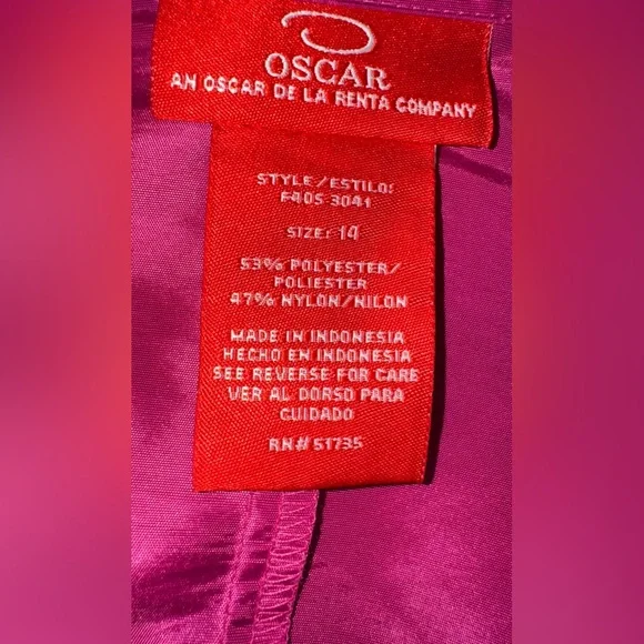 Oscar de la Renta Fuchsia Satin Blouse - Picture 6 of 6